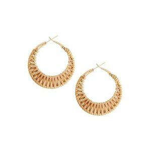 Boho Handwoven Rattan Hoop Earrings, Bohemian Summer Beach Statement